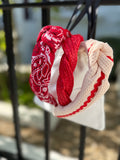 Raffia red thin Scalloped shape Headband