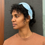 Scalloped Blue Velvet Headband - Luxurious Elegance for Every Day