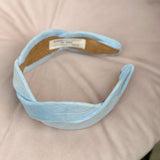 Scalloped Blue Velvet Headband - Luxurious Elegance for Every Day