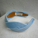 Scalloped Blue Velvet Headband - Luxurious Elegance for Every Day