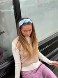 Scalloped Blue Velvet Headband - Luxurious Elegance for Every Day