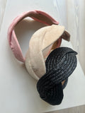 Scalloped Beige Velvet Headband - Luxurious Elegance for Every Day