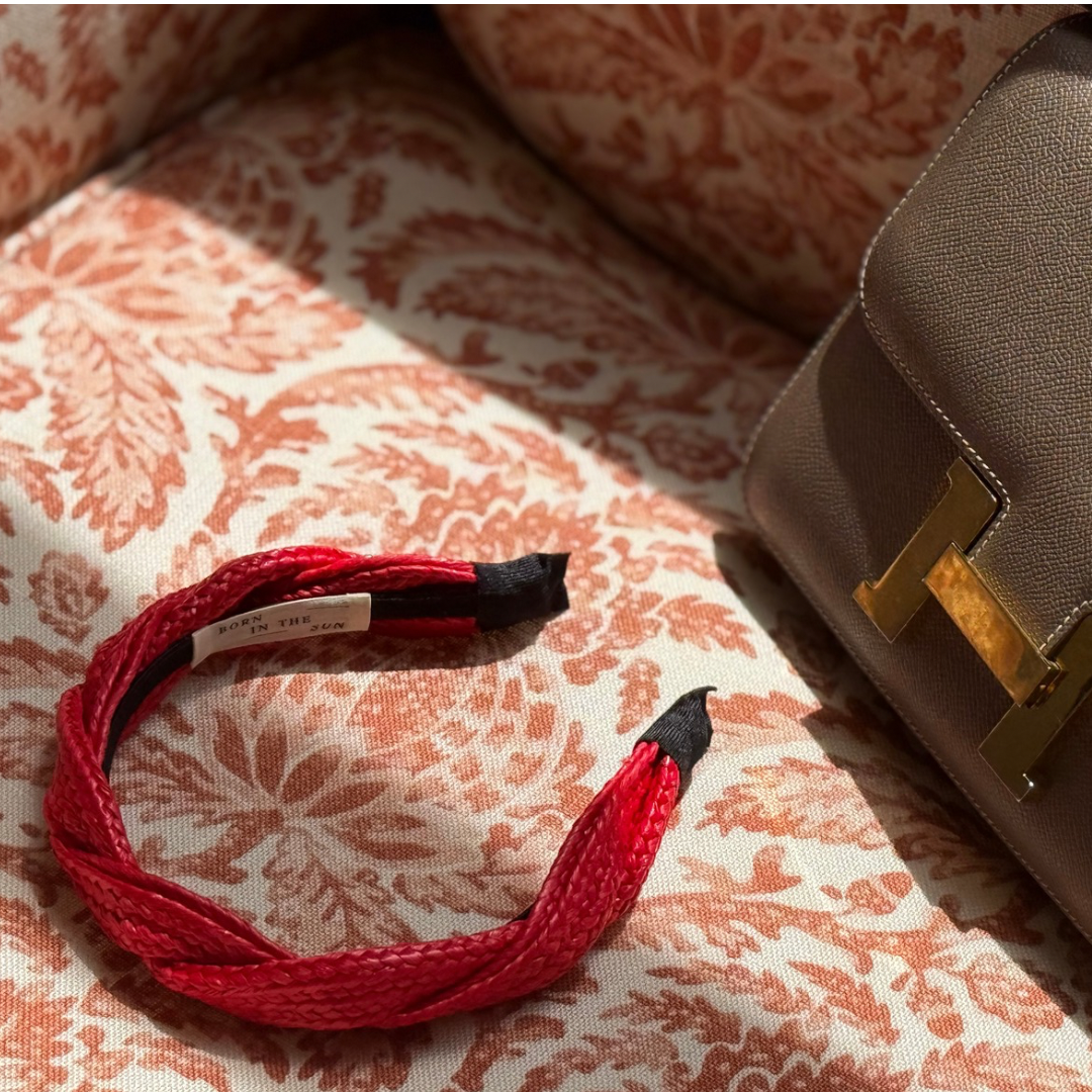 Raffia red thin Scalloped shape Headband