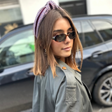 Knotted Headband in Classic British Tweed with Burgundy Velvet Ribbon – Born in the Sun - Born In The Sun