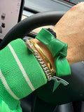 Green Leather bow Hair tie - Born In The Sun