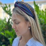 New Navy Navajo Fabric Knotted Headband - Born In The Sun