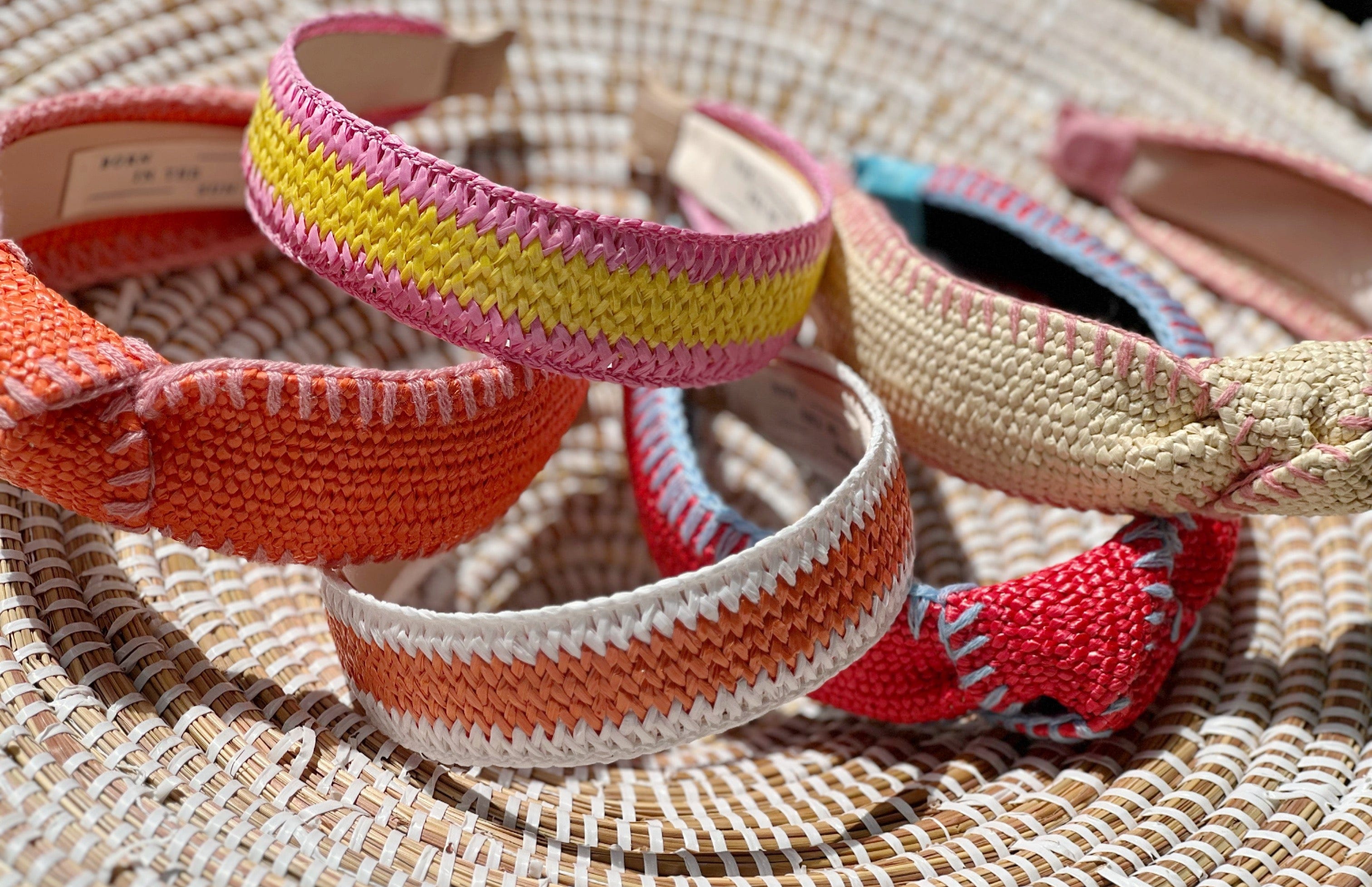 Pink & yellow raffia Headband - Born In The Sun