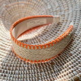 Beige raffia and orange contrast Headbandj - Born In The Sun