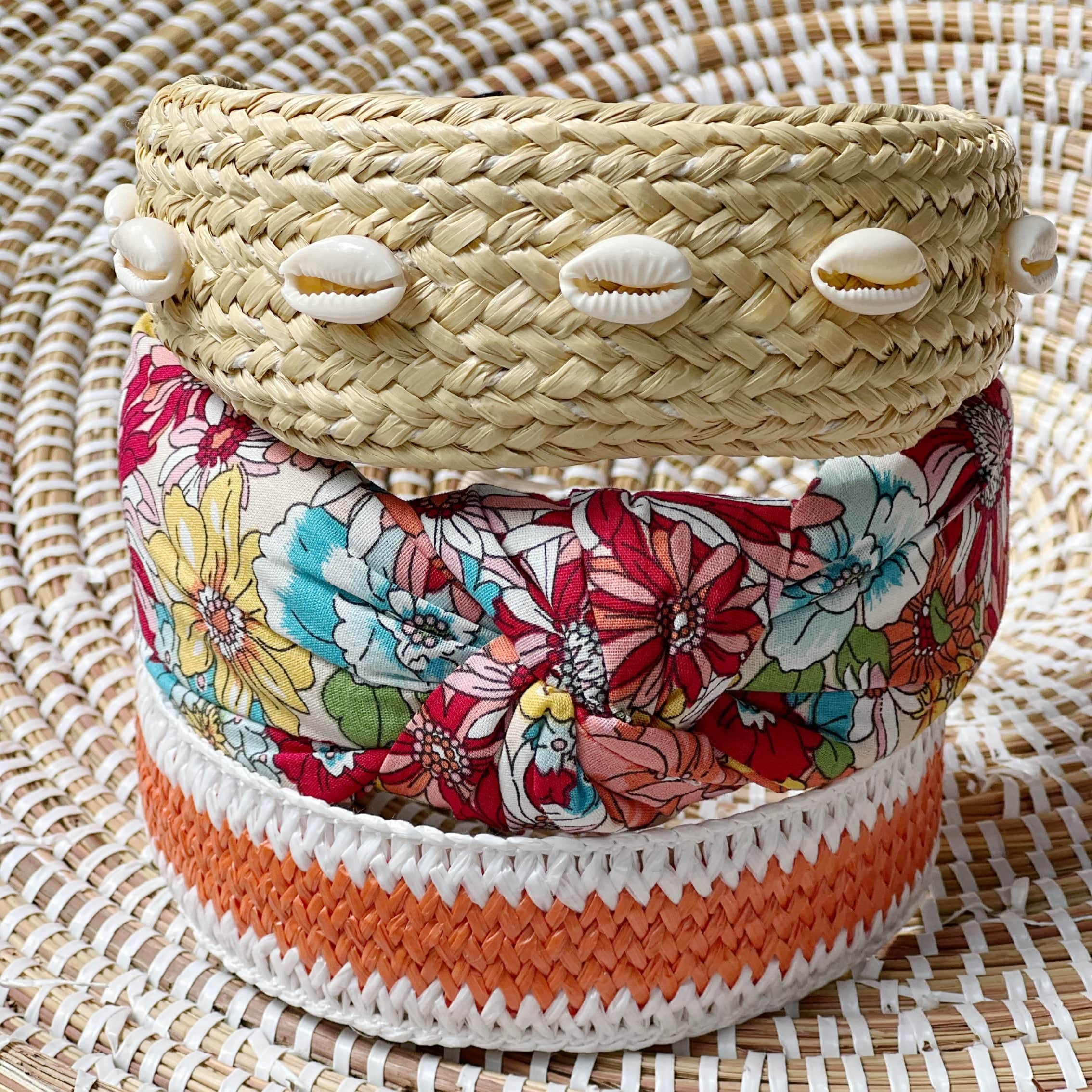 White and orange raffia Headband - Born In The Sun