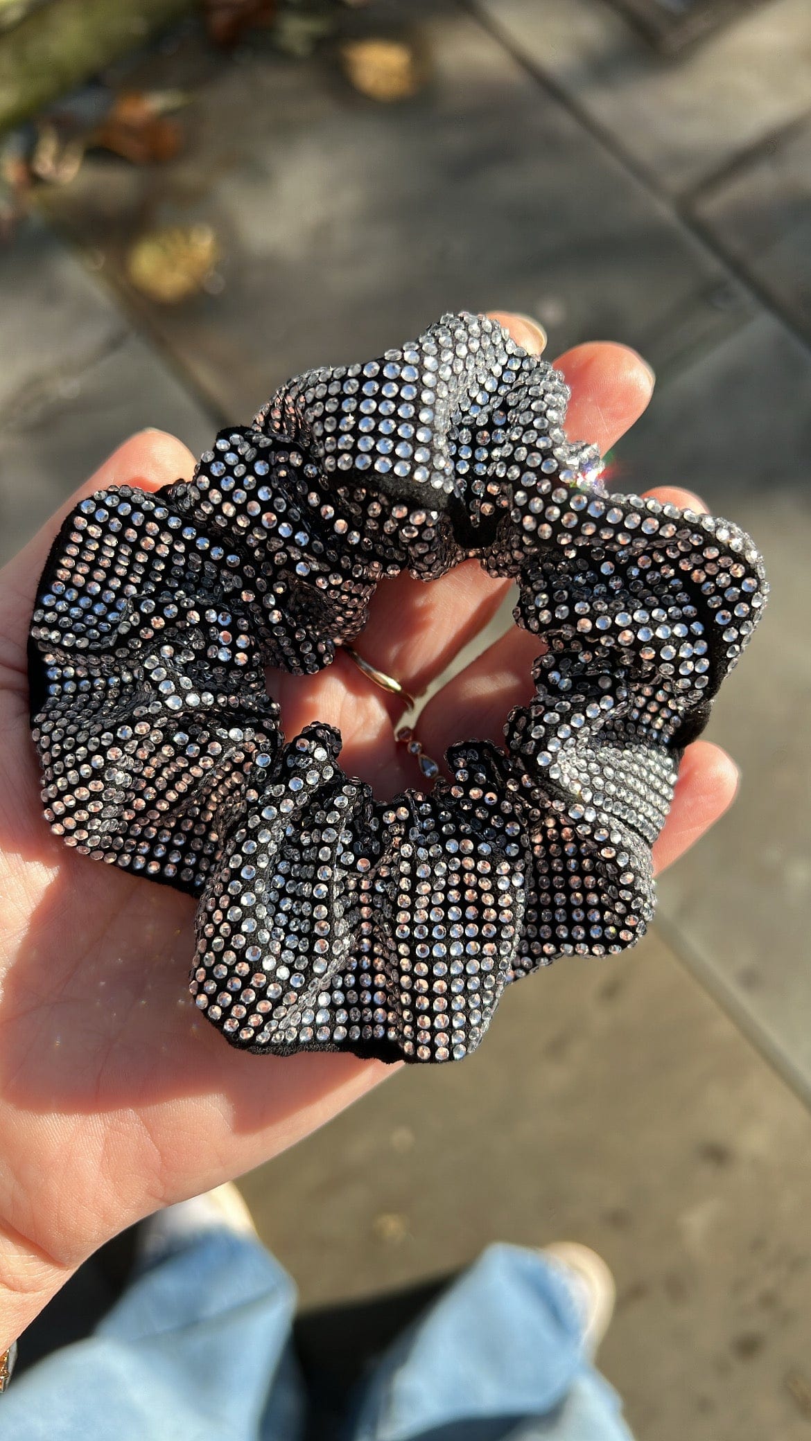 Silver crystal scrunchie - Born In The Sun