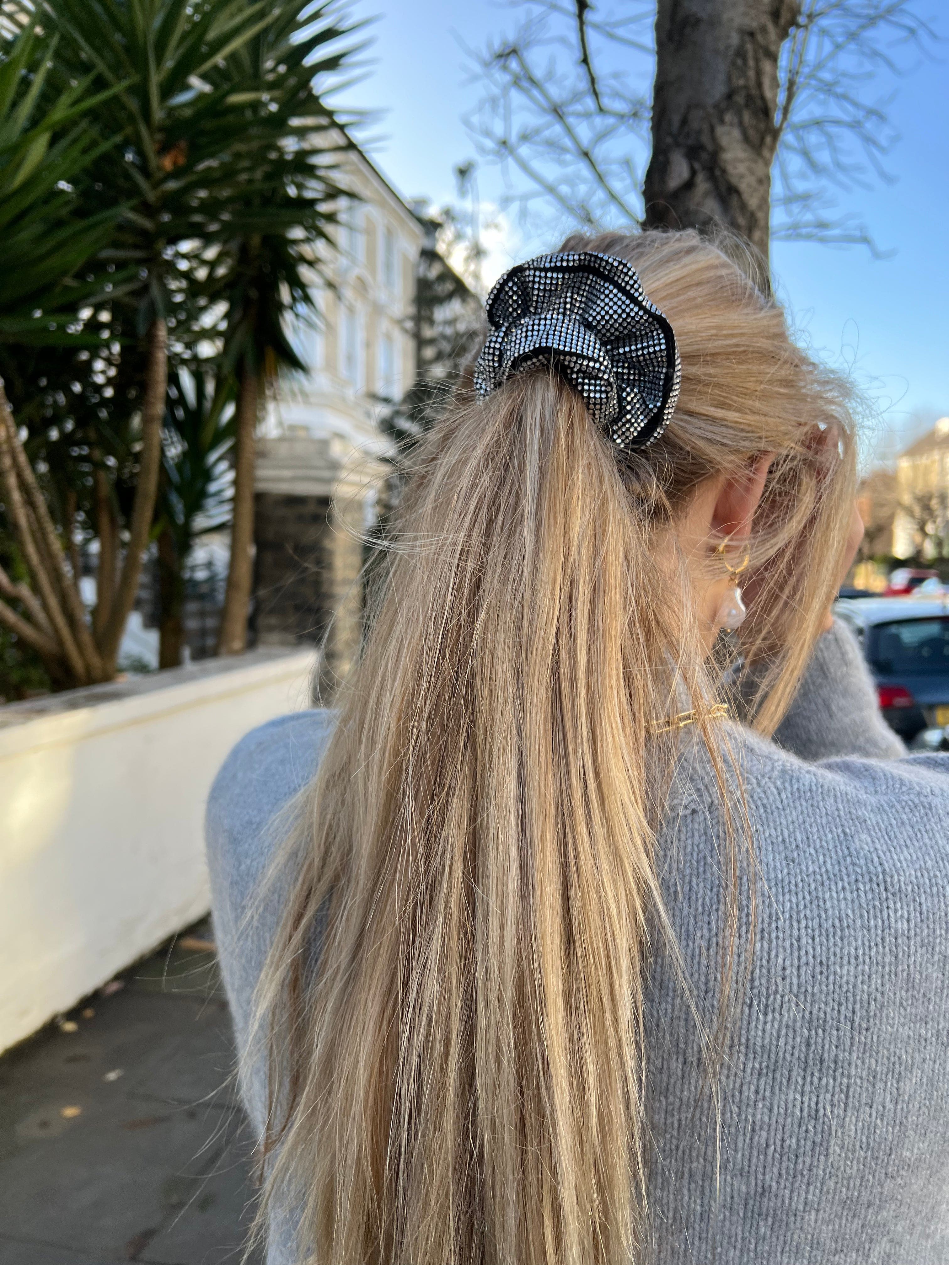 Silver crystal scrunchie - Born In The Sun