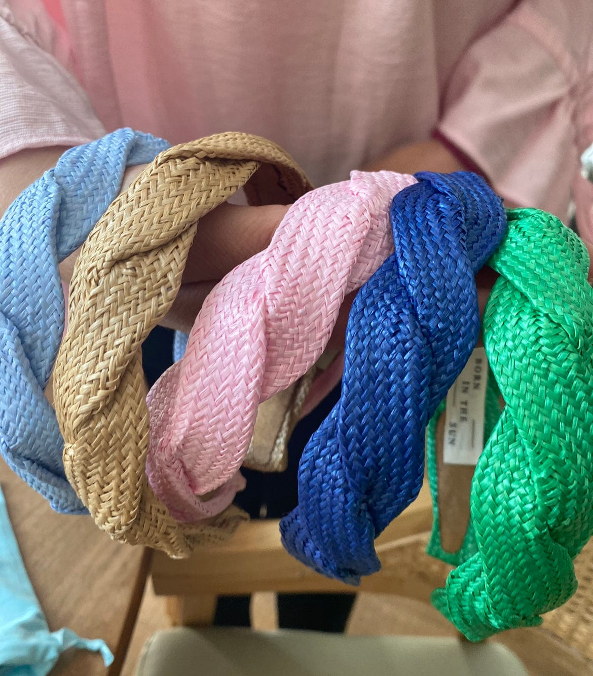 Green thin raffia Scalloped shape Headband - Born In The Sun