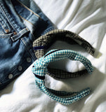 Teal Tweed and velvet Knotted Headband - Born In The Sun