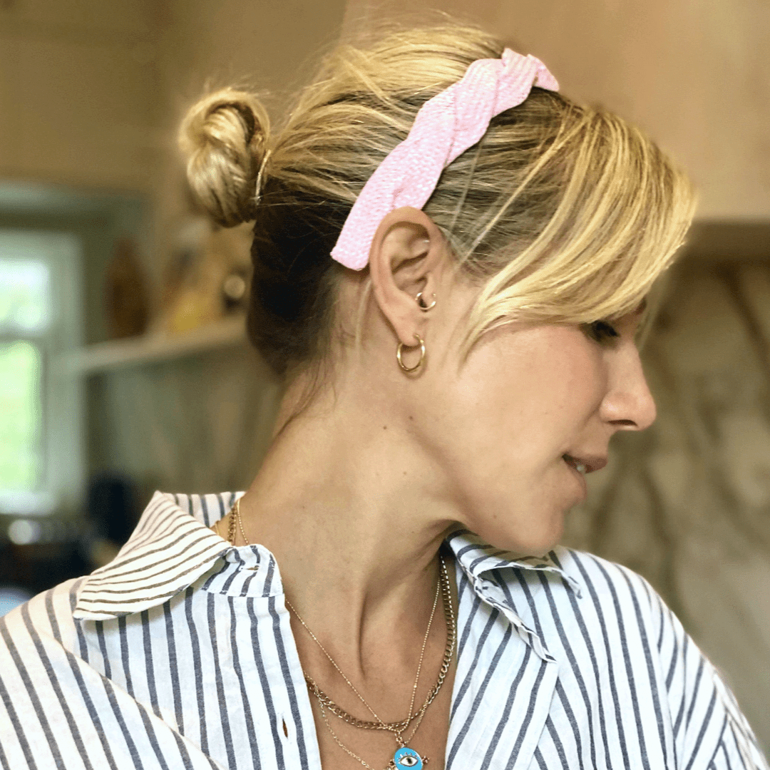 Raffia pink thin Scalloped shape Headband - Born In The Sun