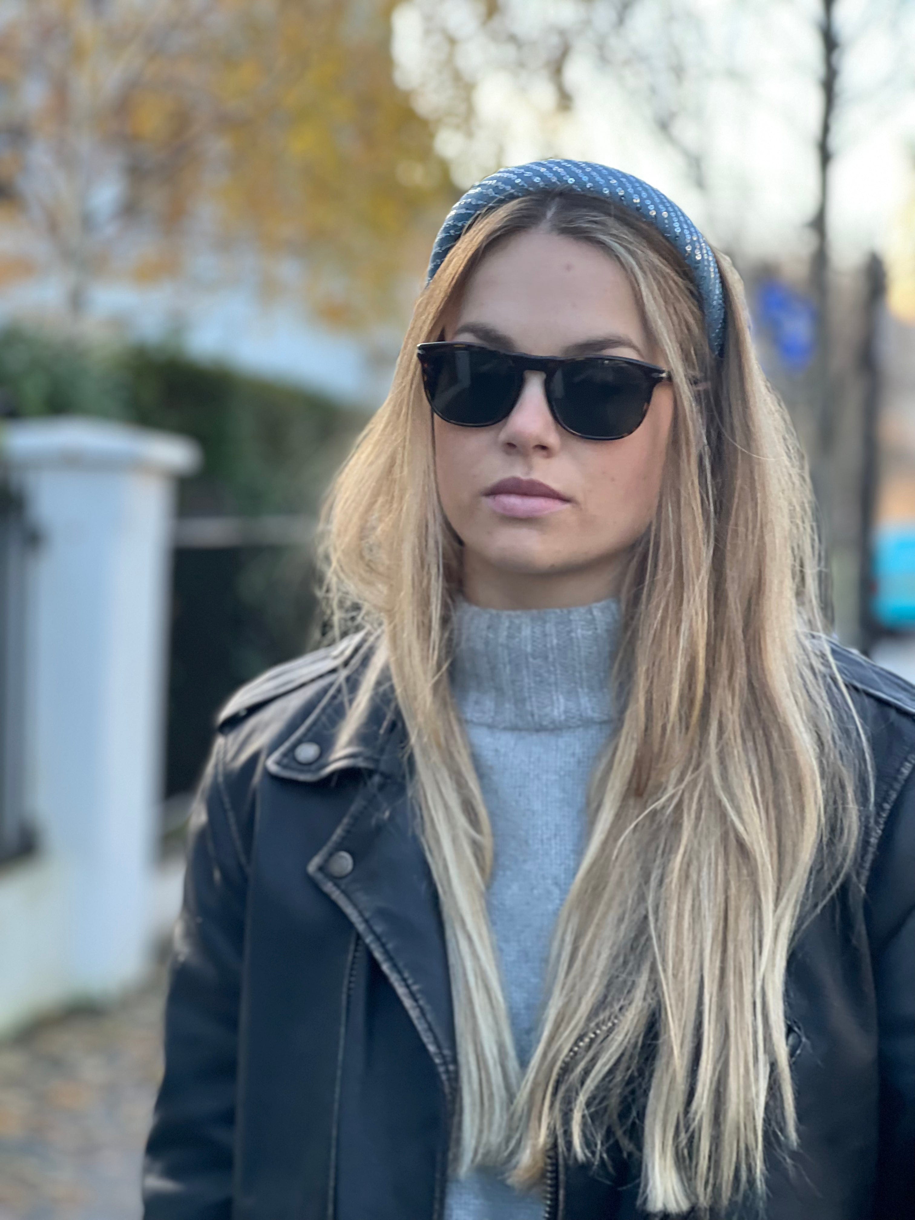 Light Denim Sequence Padded Head Band - Born In The Sun