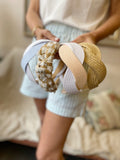 Waffle Scalloped light blue & white shape Headband - Born In The Sun
