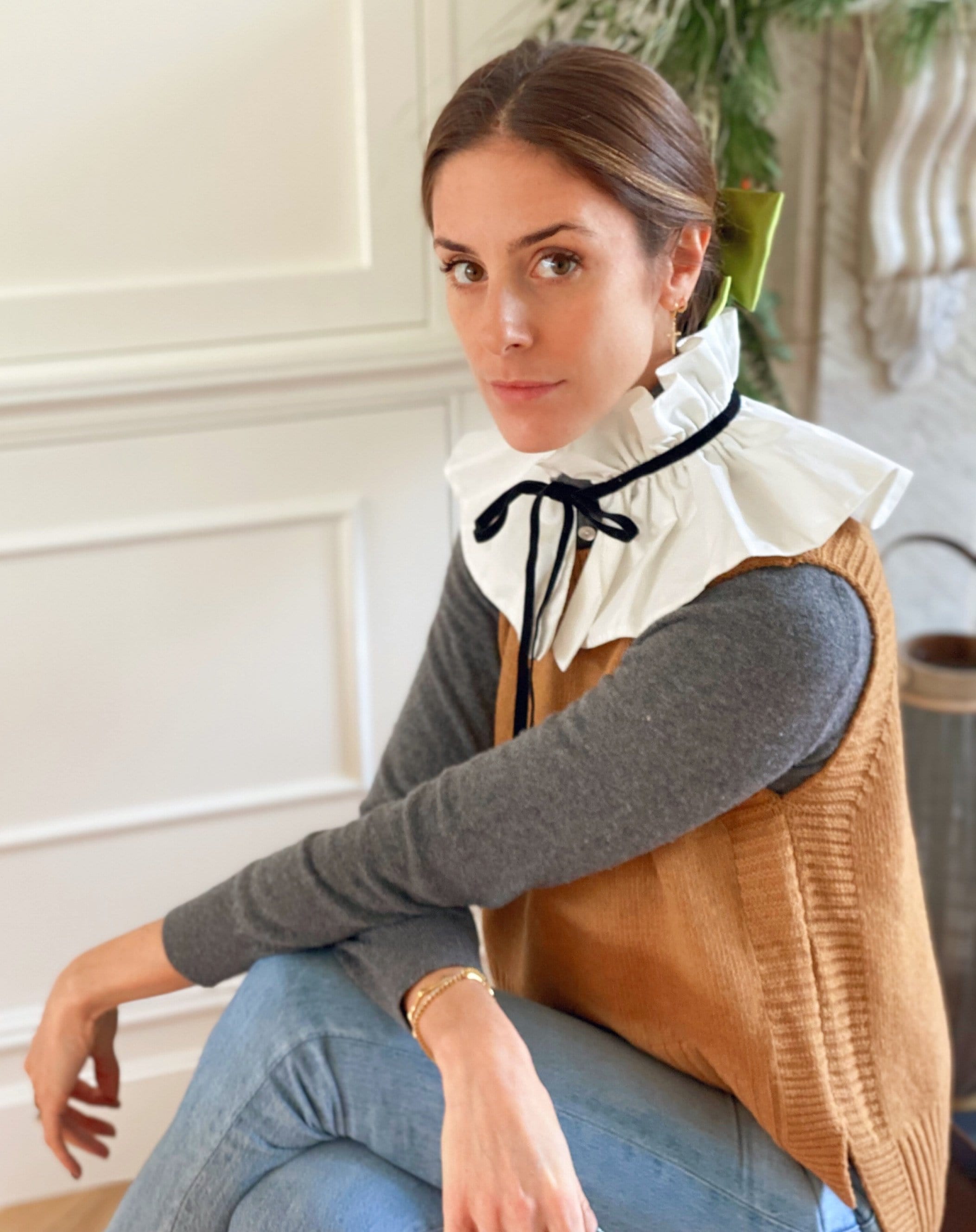 High Cotton Collar with Velvet ribbon - Borninthesun