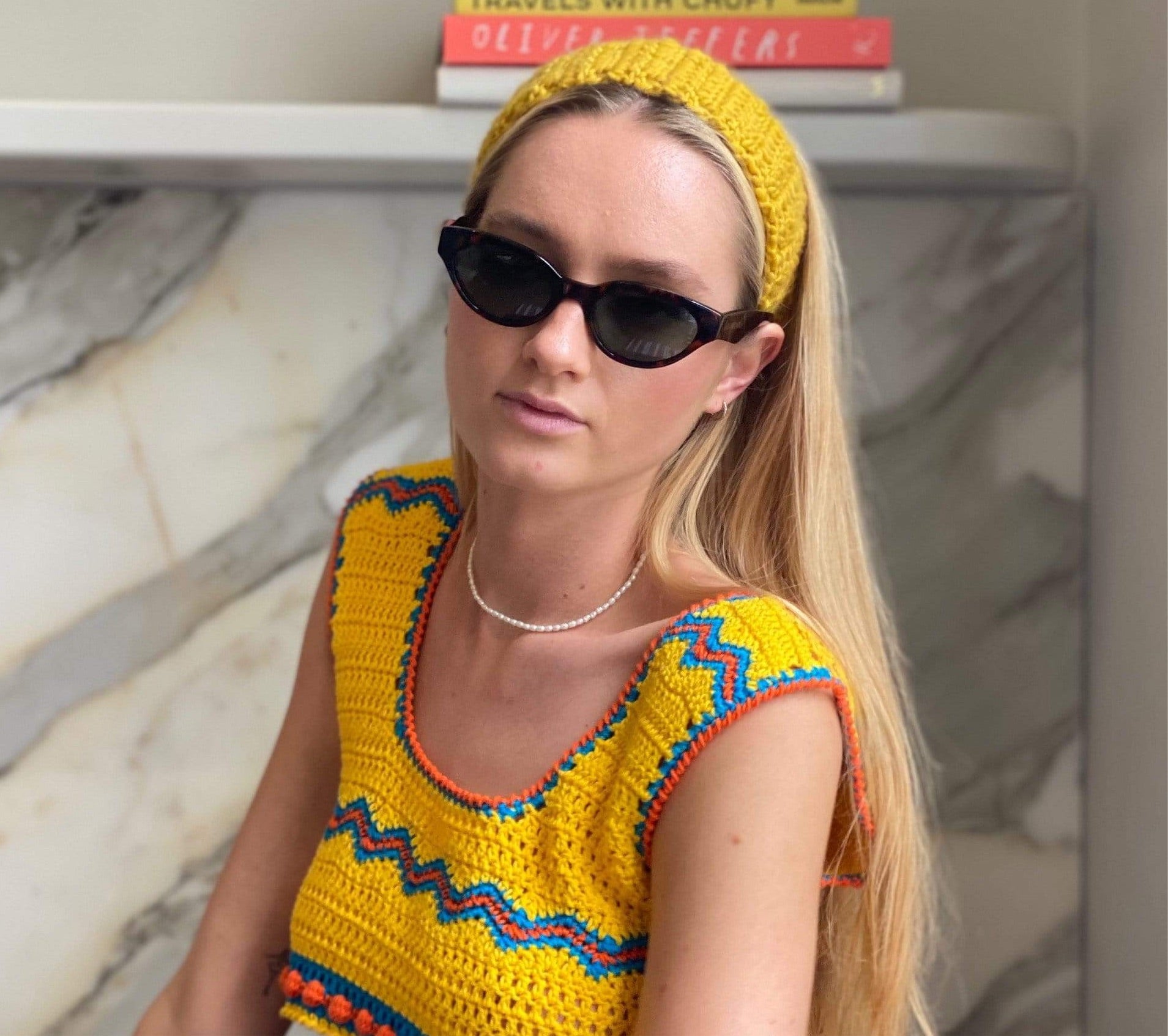 Crochet mustard Headband at Born In The Sun - Borninthesun