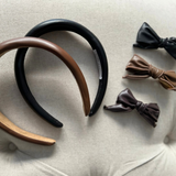 Black Leather Hair Clip Bow