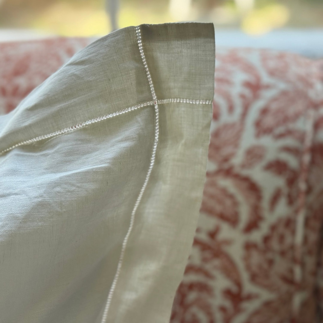 Linen white large cushion cover