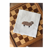 Hand towel linen with caramel wool sheep