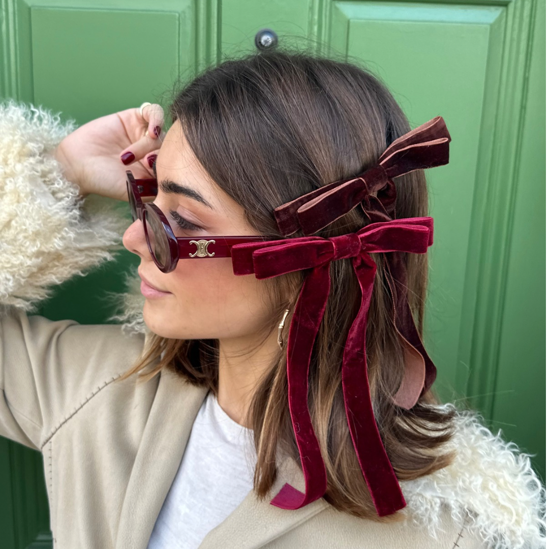 Chocolate Brown Velvet Ribbon Hair Clip Bow