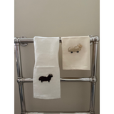 Hand towel linen with chocolate wool sheep