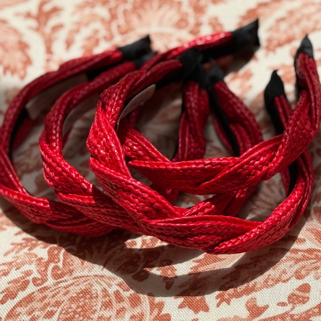 Raffia red thin Scalloped shape Headband