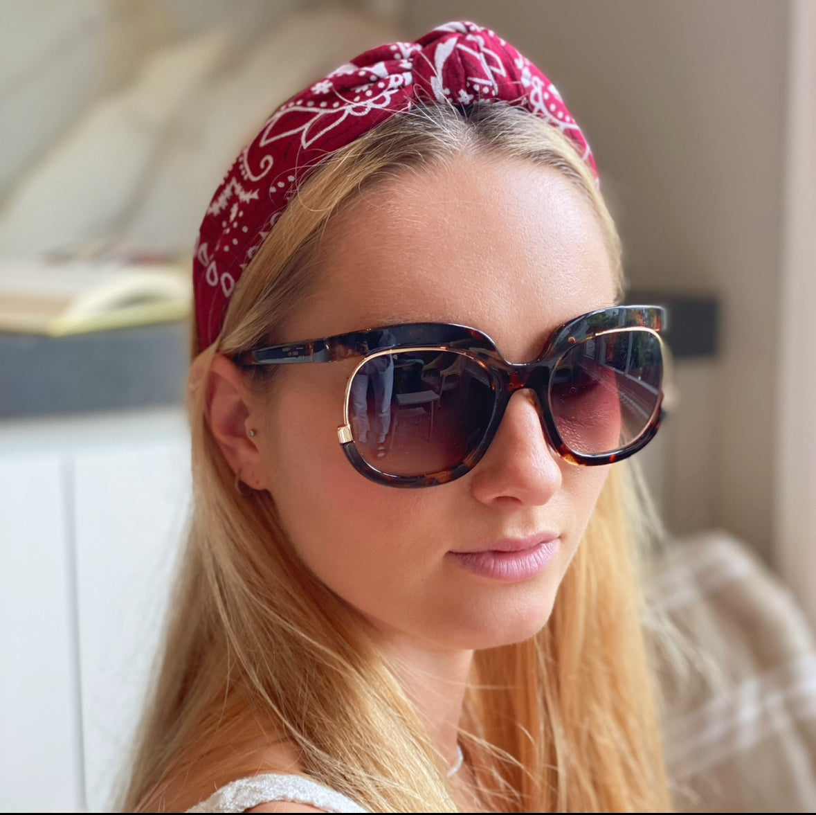 Burgundy Bandana Headband | BornInTheSun.co.uk