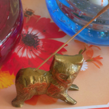 Brass cat incense holder