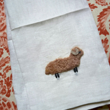 Hand towel linen with caramel wool sheep