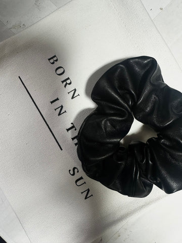 Black Faux Leather Scrunchie