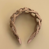 Basket weave Beige Platted Leather Headband - Born In The Sun