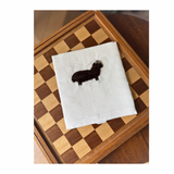 Hand towel linen with chocolate wool sheep