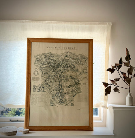 Siena city picture in wooden oak frame