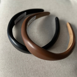 Chocolate wave Leather Padded Headband