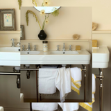 Hand towel with butter yellow silk