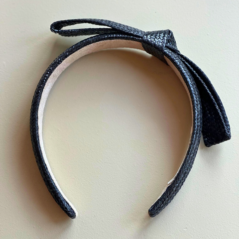 Black Raffia with bow ribbon Headband
