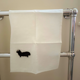 Hand towel linen with chocolate wool sheep