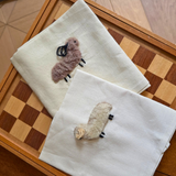 Hand towel linen with cream wool sheep