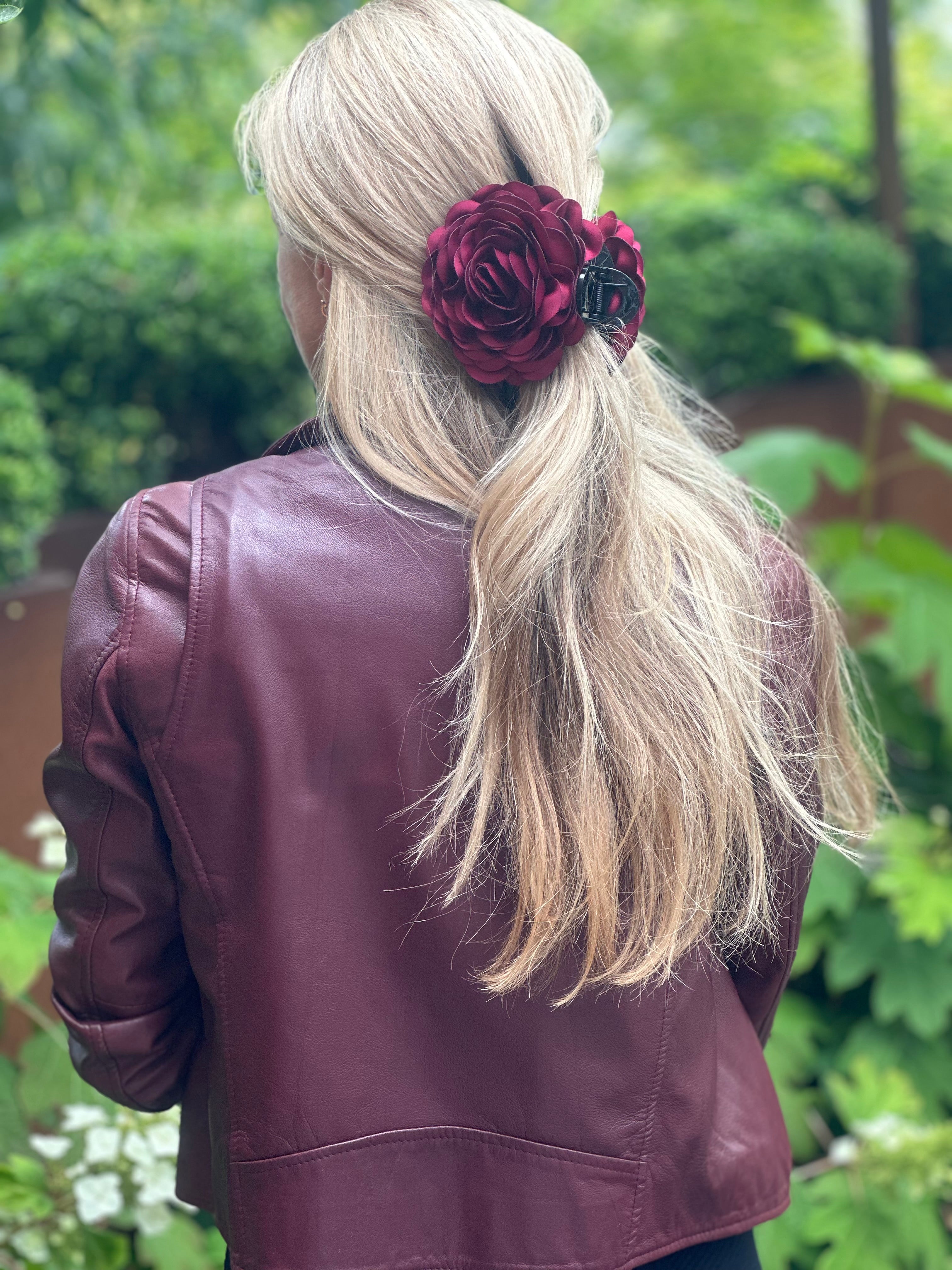 Flower burgundy Claw Hair Clip