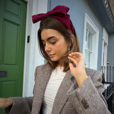 Classic Burgundy corduroy bow Headband