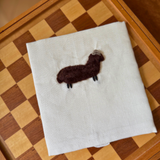 Hand towel linen with chocolate wool sheep