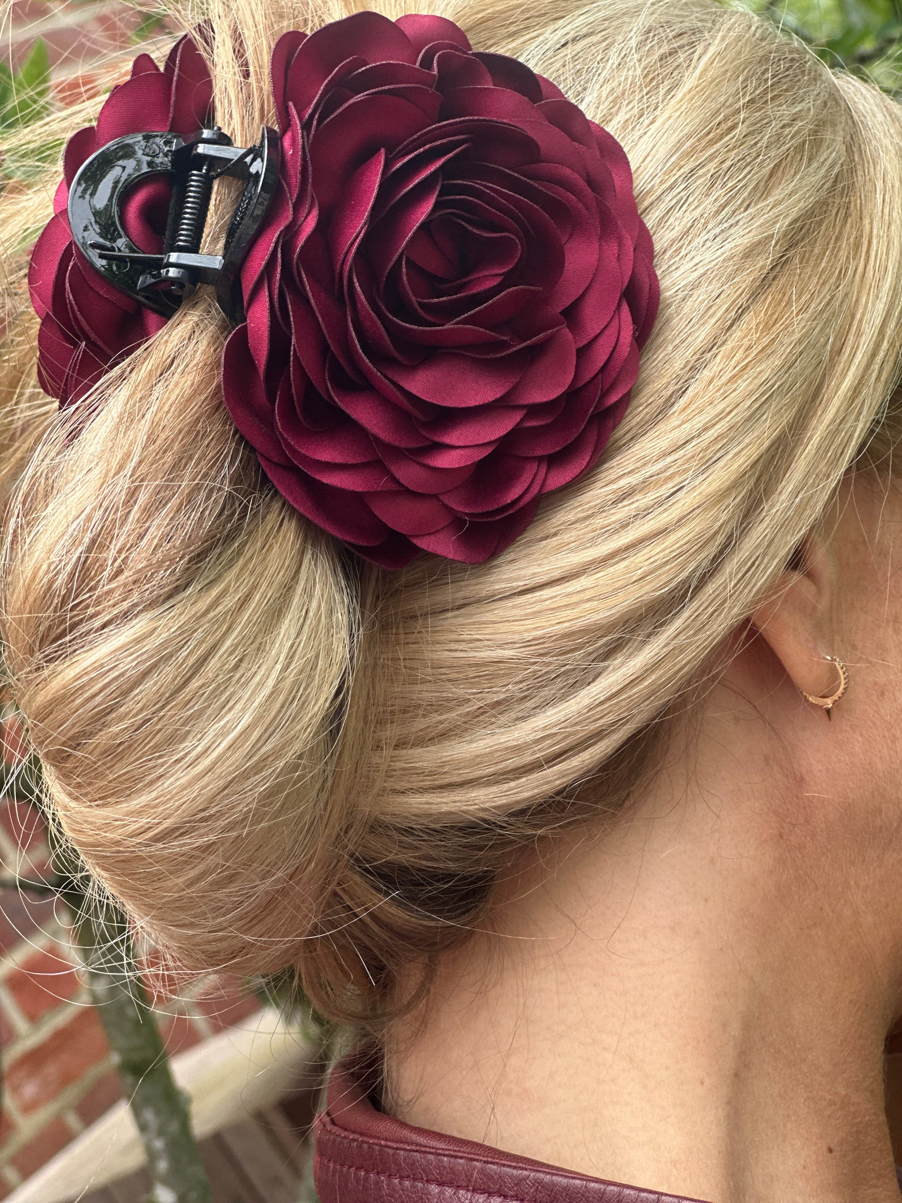 Flower burgundy Claw Hair Clip