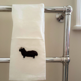 Hand towel linen with chocolate wool sheep