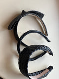 Black Raffia with bow ribbon Headband