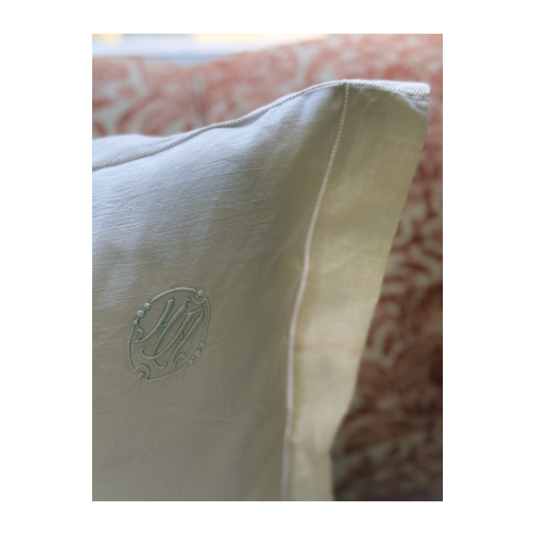 Linen white large cushion cover
