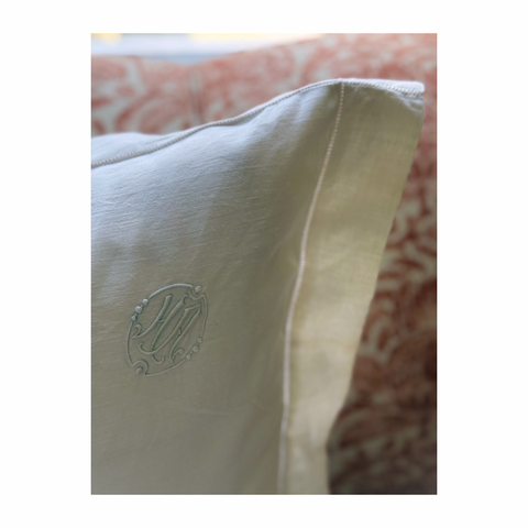 Linen white large cushion cover
