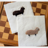 Hand towel linen with chocolate wool sheep