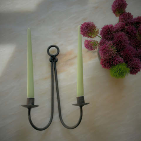 Gunmetal mid century wall candle holder
